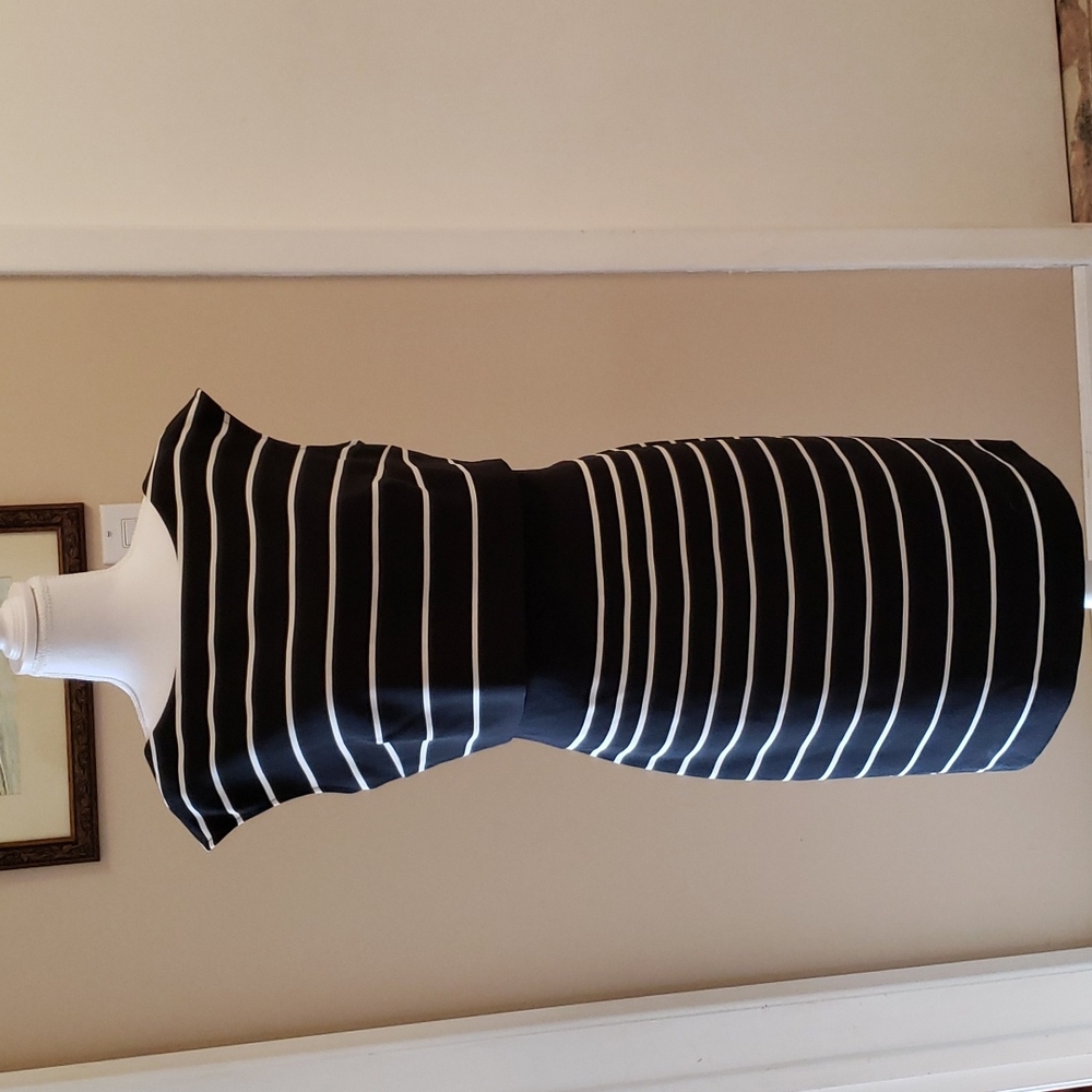 Lauren Ralph Lauren Black and White Striped Midi Dress